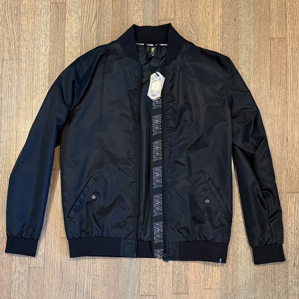 Liverpool Black Bomber Jacket with Subtle Logo Tape